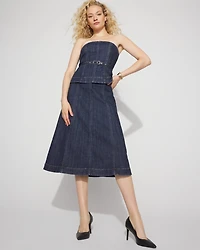 Strapless Denim Midi Dress