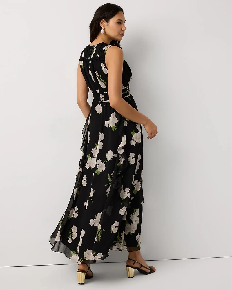 Ruffle Chiffon Maxi Dress