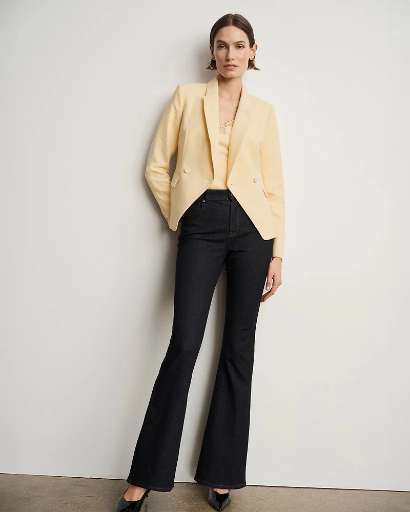 Petite Cropped Double Button Blazer
