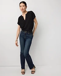 Petite Metallic Stitch Short Sleeve Pullover
