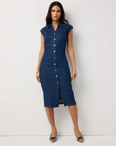 Button Front Midi Shirt Dress