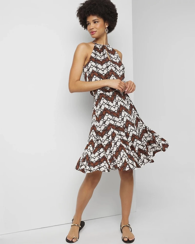 Sleeveless Matte Jersey Halter Godet Dress