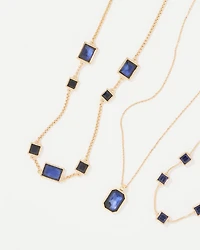 Dark Blue Glass Stones Convertible Necklace