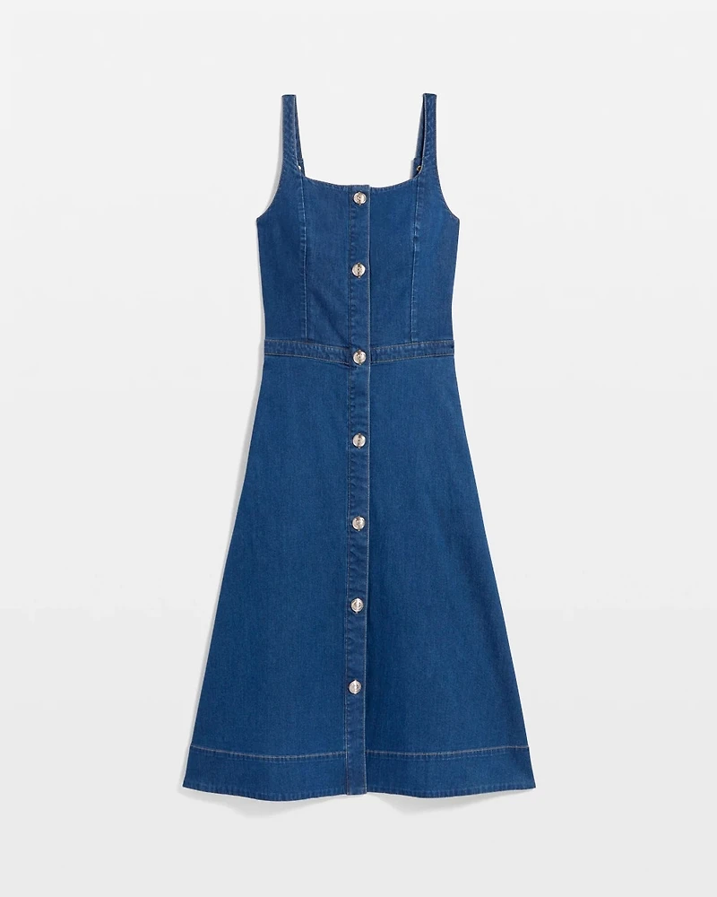 Sleeveless Denim Midi Dress