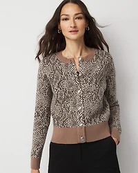 Petite Snake Print Button-Front Cardigan