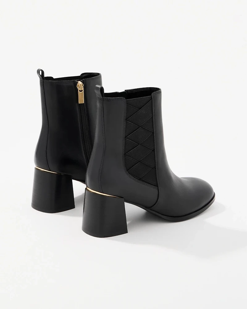 Faux Leather Heeled Ankle Boots