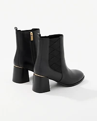 Faux Leather Heeled Ankle Boots