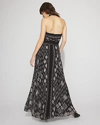 Petite Ikat Print Halter Maxi Dress