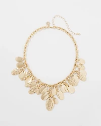 Gold Hammered Disc Single Strand Necklace