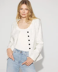 Scoop Neck Tweed Blazer