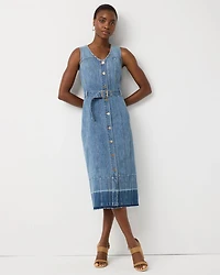Belted Denim Midi Dress