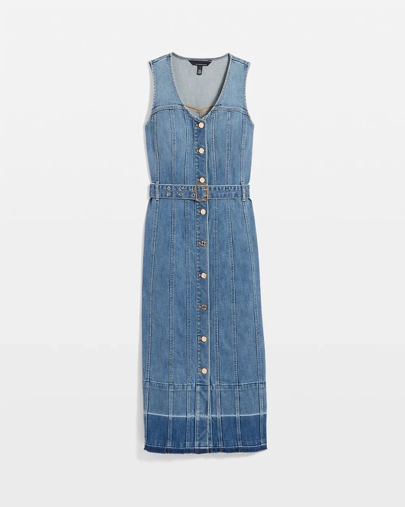 Belted Denim Midi Dress