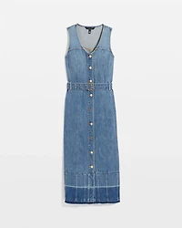 Belted Denim Midi Dress