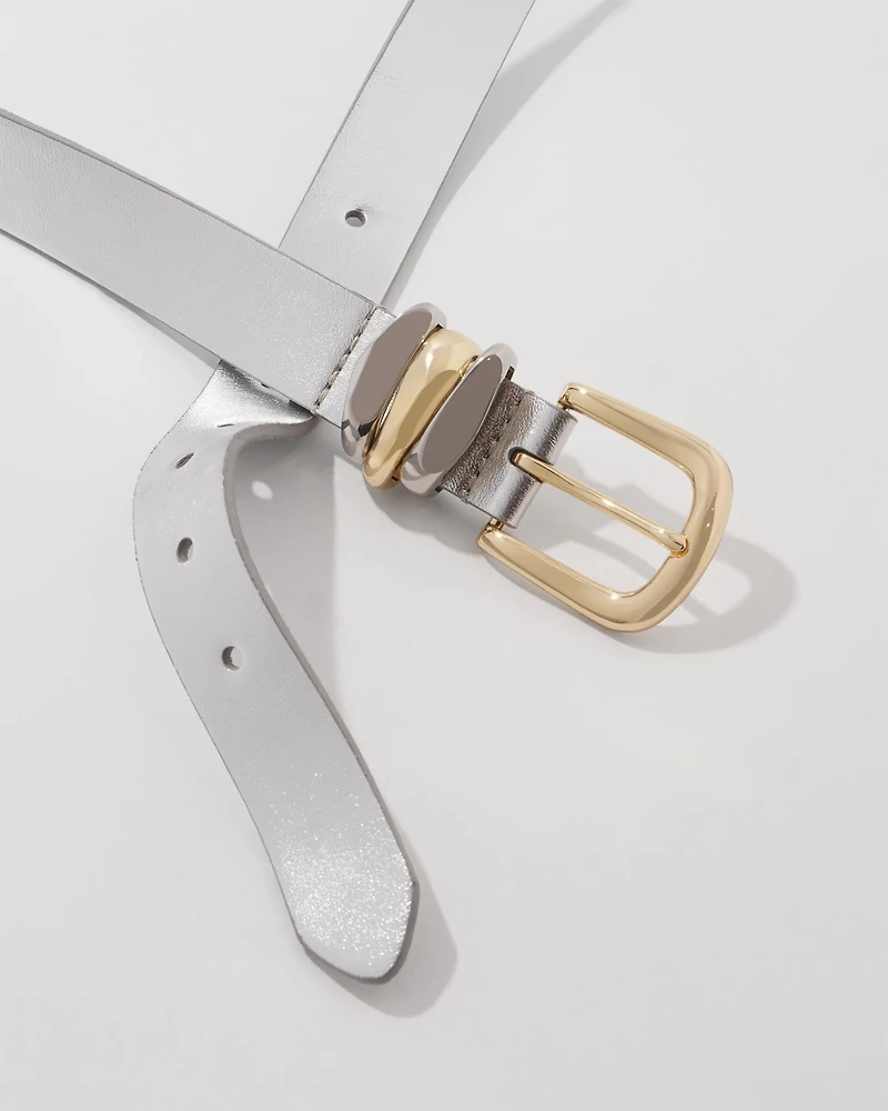 Metallic Faux Leather Belt