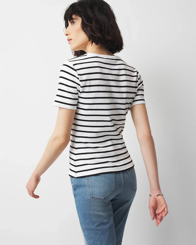 WHBM FORME™  Ribbed Stretch Button Shoulder Tee