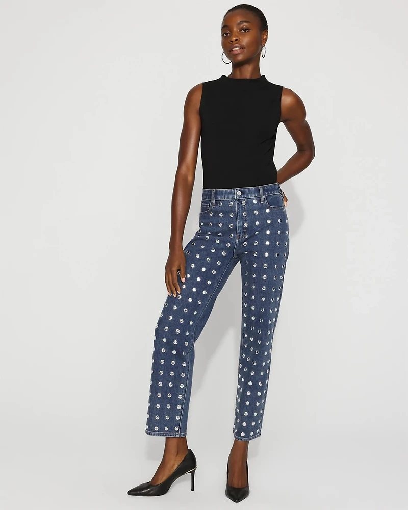 Extra High-Rise Studded Straight Leg Jean