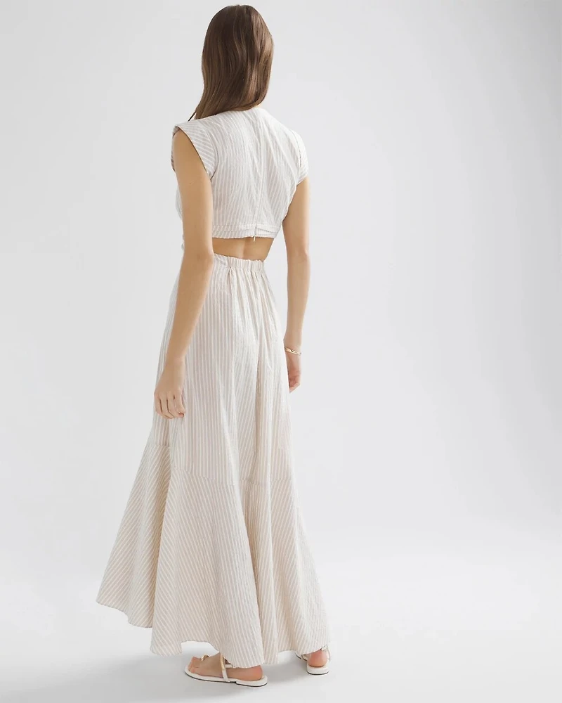 Seersucker Cutout Midi Dress