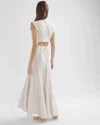 Seersucker Cutout Midi Dress