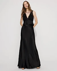 Lace + Satin Peplum Maxi Dress