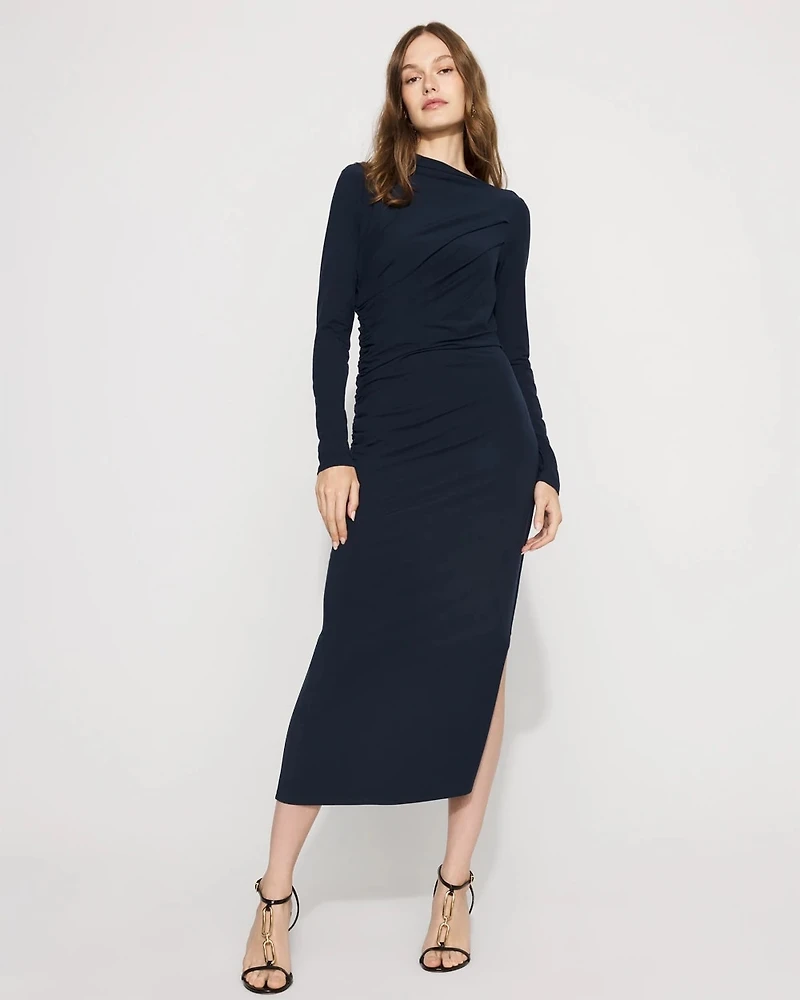 Asymmetrical Mockneck Bodycon Dress