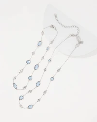 Denim Blue Glass Stone Convertible Necklace