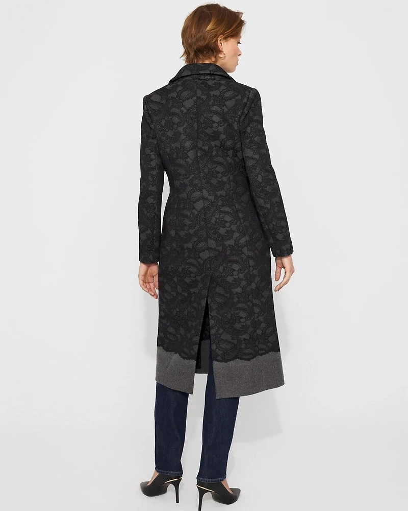Lace Wool-Blend Melton Coat