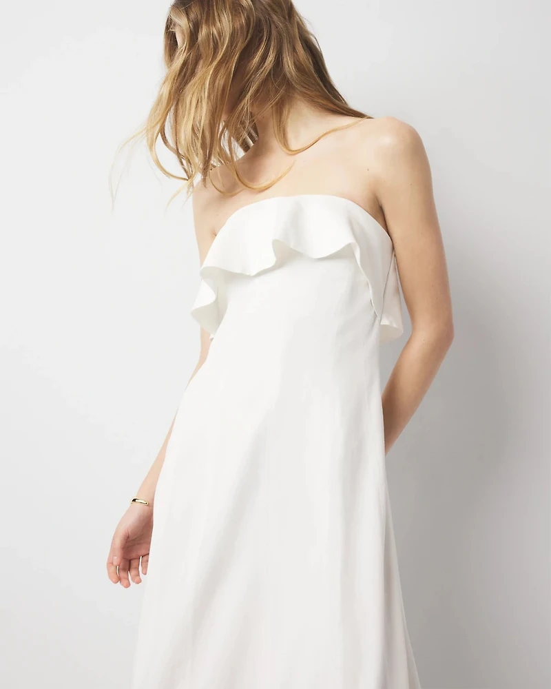 Linen-Blend Strapless Maxi Dress