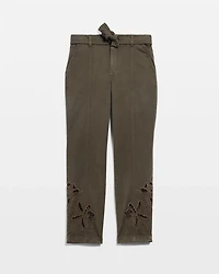 High-Rise Belted Twill Pants