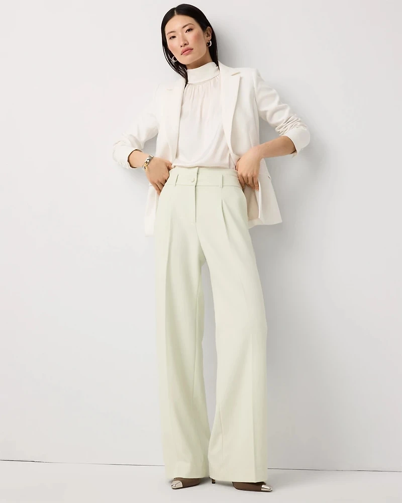 Double Waistband High Rise Wide Leg Pant