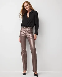 High Rise Metallic Coated Bootcut Jean