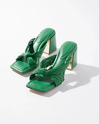 Knotted Strappy Mid-Heel Sandal