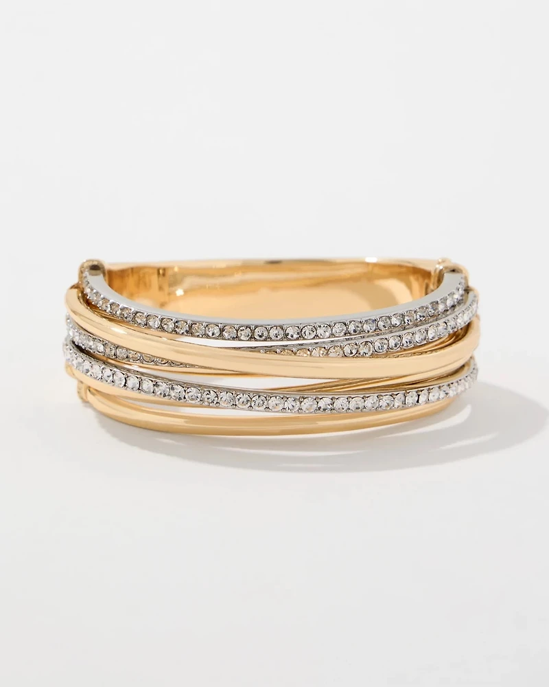 Mixed Metal Pavé Hinge Bracelet