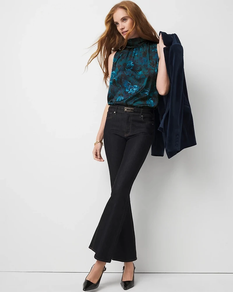 Bow Back Satin Halter Blouse