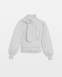 Tie-Neck Shirred Blouse