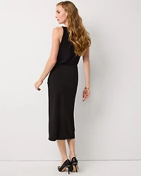 Faux Wrap Midi Skirt