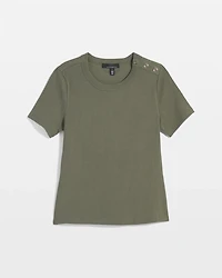 WHBM FORME™ Ribbed Stretch Button Shoulder Tee