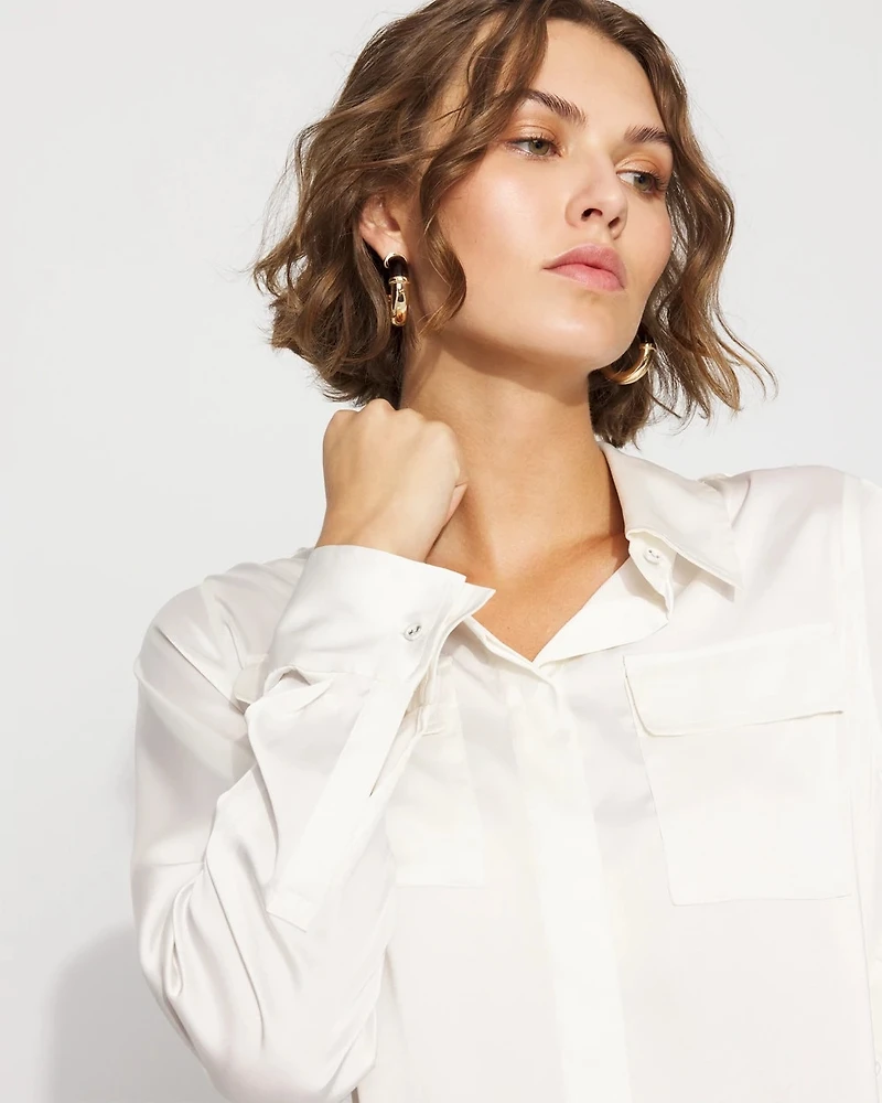 Relaxed Utility Satin Shirt