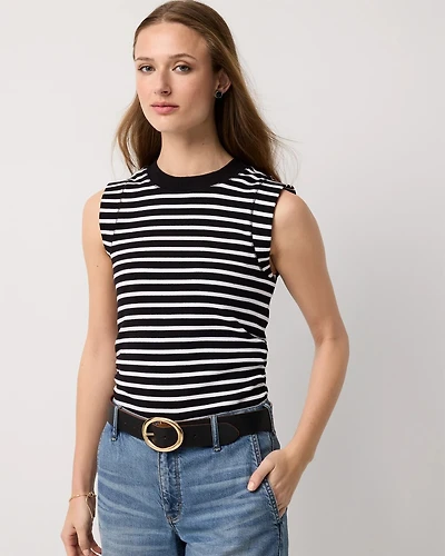 WHBM FORME™ Ribbed Stretch Stripe Ruched Side Tank