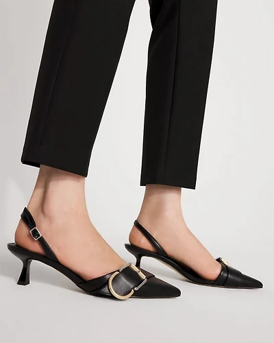 Mixed Metal Black Slingback