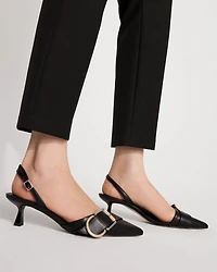 Mixed Metal Black Slingback