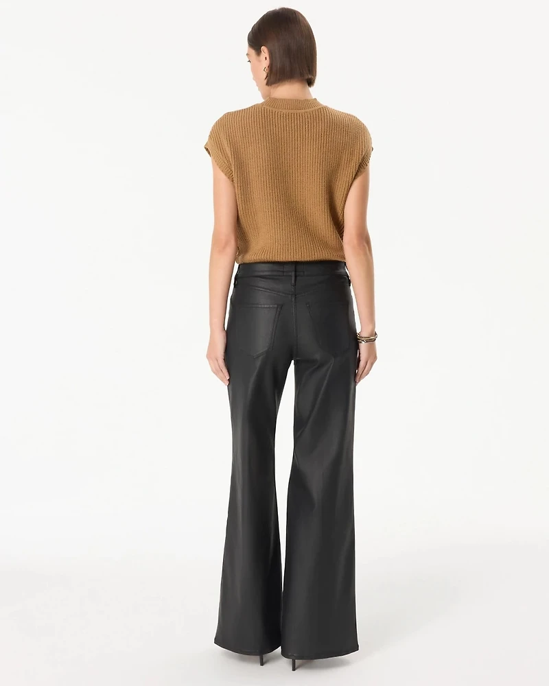Coated Denim High Rise Wide Leg Jean
