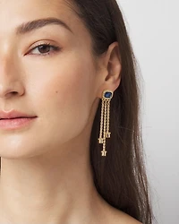 Blue Crystal Linear Earrings