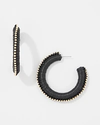 Gold + Black Raffia Hoop Earrings