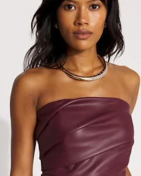 Draped Faux Leather Bustier