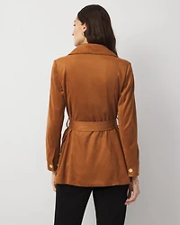 Faux Suede Trench Coat