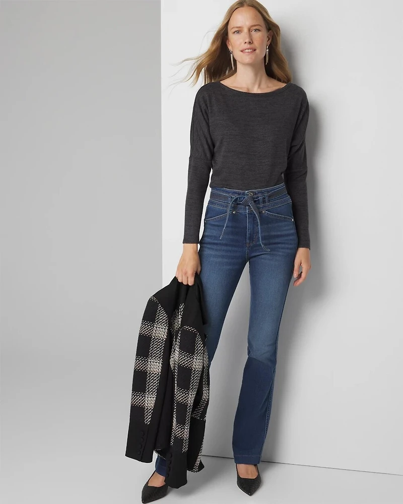 Long Sleeve Knit Top with Cutout Back