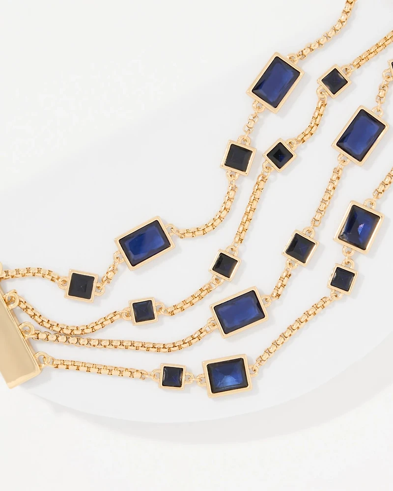 Dark Blue Glass Stones Magnetic Bracelet