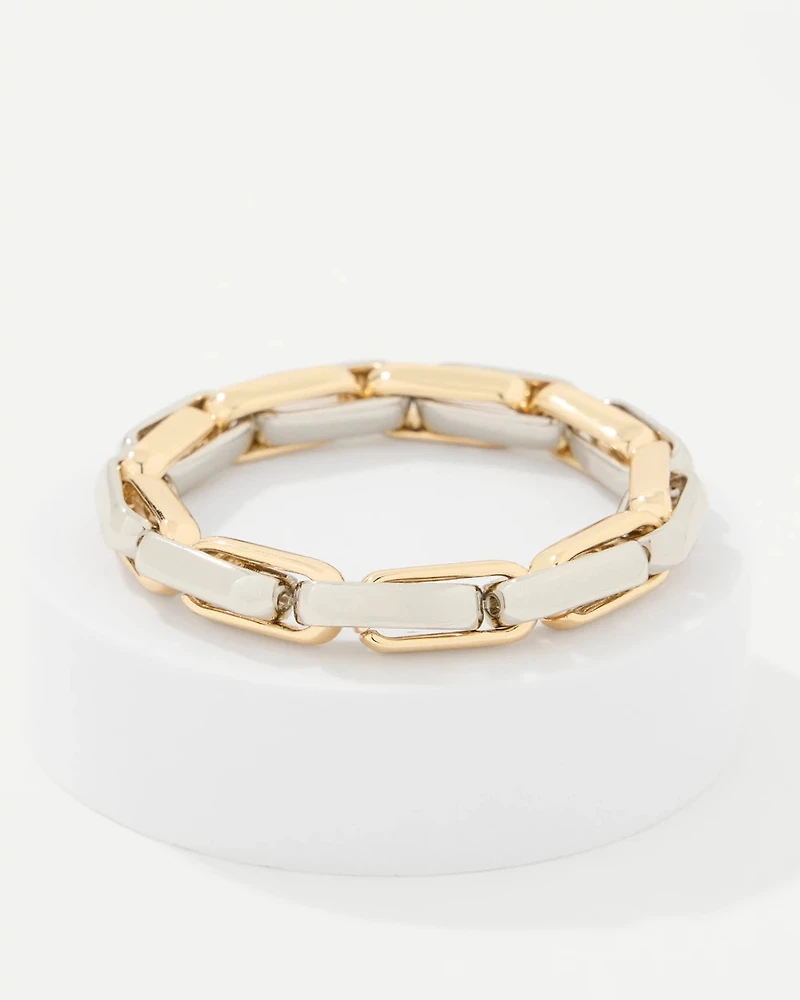 Mixed Metal Links Stretch Bracelet