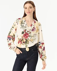 Pleated Sleeve Crepe Blouse