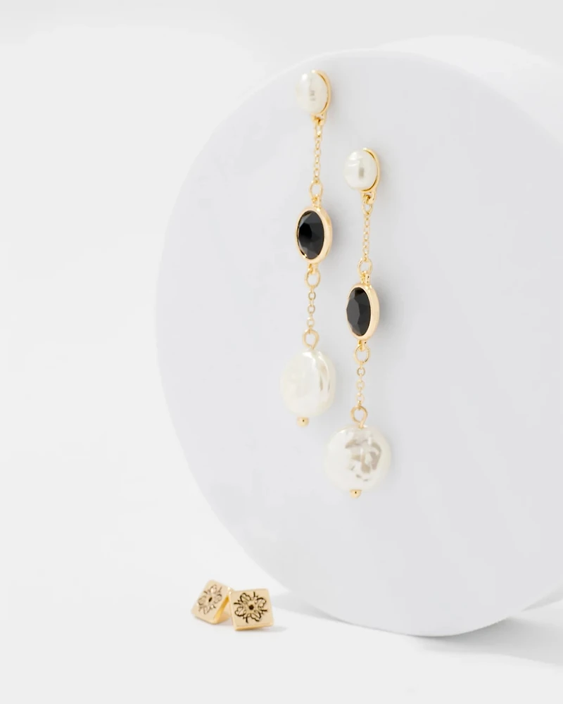 Black + White Linear Earrings